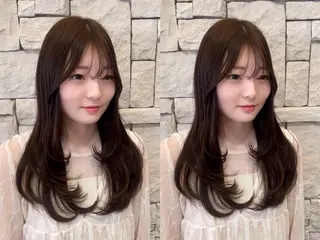 セミロング カラー 🤎韓国ヘア ベージュ まゆか🤎のヘアスタイル