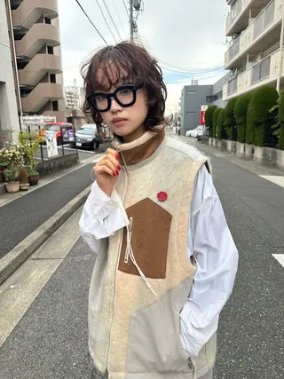 ミディアム カラー パーマ 山田 裕介のヘアスタイル