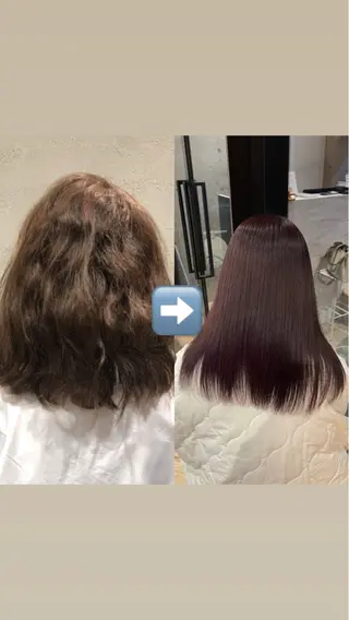 セミロング 愛莉/ラベンダー/ ベージュ/ブラウンのヘアスタイル