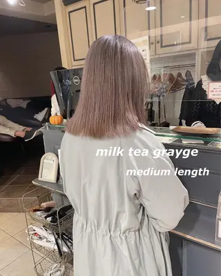 セミロング カラー 切りっぱなしボブ ソノキユウカのヘアスタイル