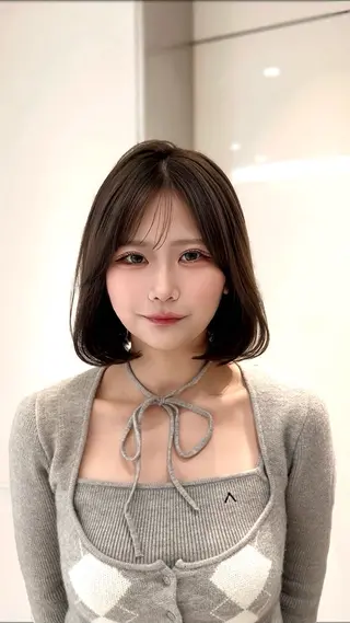 ショート カラー コテ巻き風パーマ 銀座RINOSEのヘアスタイル