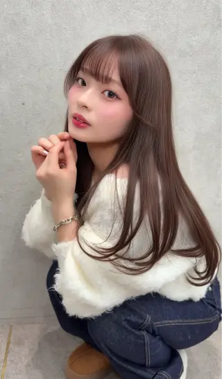 ロング カラー ダブルカラー 韓国レイヤーKYONのヘアスタイル