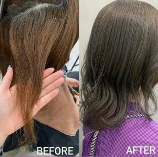 ミディアム カラー 艶 ケアブリーチ 🎀🩵RISAのヘアスタイル