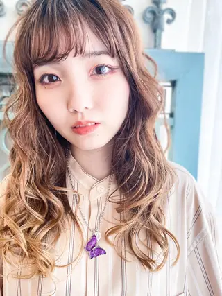 ロング カラー パーマ ヘアアレンジ メンズ 表参道Lise おおいしおりのヘアスタイル