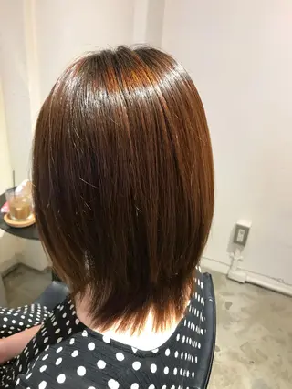 ミディアム パーマ 濱岡 恭子のヘアスタイル