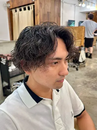 ミディアム パーマ メンズ 横浜/メンズ特化/ Farbe/田中颯斗のヘアスタイル