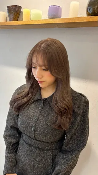 ミディアム カラー オリーブ/縮毛♡ Natsuno🩰のヘアスタイル