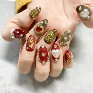 ネイル ゴテゴテ💙ワンホン リオナのネイルデザイン