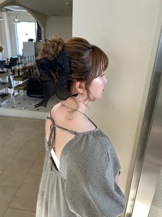 ミディアム ヘアアレンジ ハイトーン/ ヘアセット.nanoのヘアスタイル