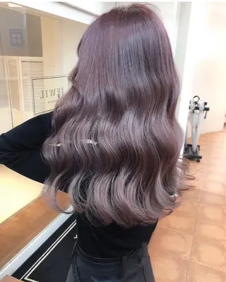 ロング カラー ブリーチなしピンク 縮毛艶髪矯正/吉村のヘアスタイル