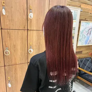 ロング カラー ヘアアレンジ らいむ/暖色/ルーツ /イヤリングカラーのヘアスタイル