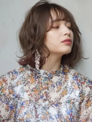 ミディアム パーマ Lei hair&relax所属・加留部 節のヘアスタイル