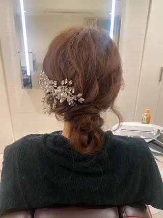 セミロング カラー パーマ ヘアアレンジ 💎耳ツボジュエリー ×銀座美容室💎のヘアスタイル