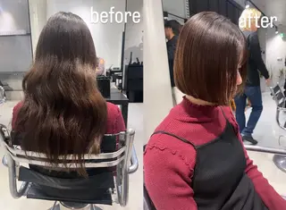 ショート カラー パーマ 透明感/オリーブ/ グレージュ/YUKAのヘアスタイル