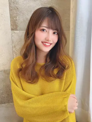 セミロング カラー レイヤーカット/ 顔周り 五島巨幹のヘアスタイル