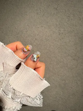 ネイル I-nailロング /ワンホン/キラキラのネイルデザイン