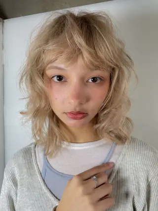 ミディアム カラー パーマ/レイヤー 岩山丈一郎のヘアスタイル