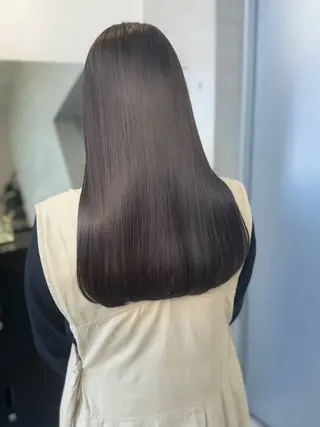 ロング カラー パーマ ヘアアレンジ 透明感/オリーブ/ グレージュ/YUKAのヘアスタイル