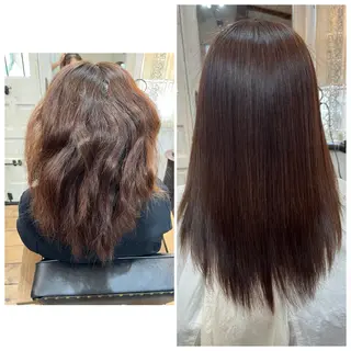 ミディアム カット/カラー/ ハイライト/縮毛のヘアスタイル