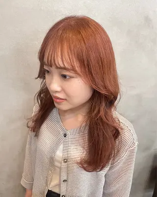 セミロング カラー ヘアアレンジ 【ピンク/韓国ヘア/ ヘアセット】亜海のヘアスタイル