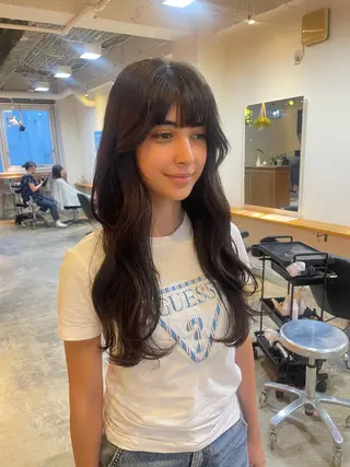 セミロング カラー RIN／韓国ヘア レイヤーカットのヘアスタイル