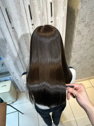 セミロング カラー 髪質改善× ハイライト溝江のヘアスタイル