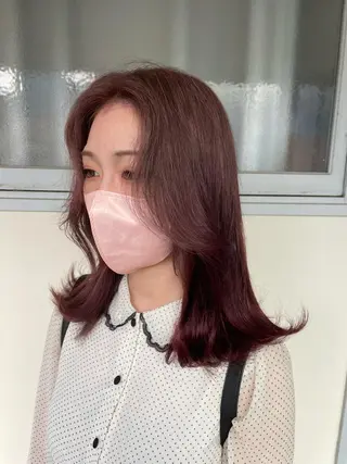 セミロング カラー ヘアアレンジ maoブリーチ無し 似合わせカラーのヘアスタイル