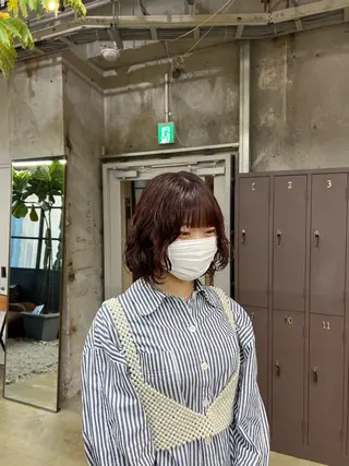 ミディアム パーマ era所属・azumi/ボブ/暖 色/オリーブ/縮毛のヘアスタイル