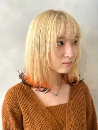 ミディアム カラー デザインカラー/パー マ🦖外岡咲希🦖のヘアスタイル