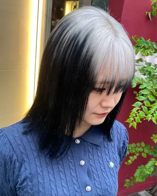 ミディアム カラー ホワイト/店長/カラ ー講師/錦糸町/岩崎のヘアスタイル