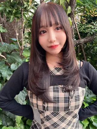 ミディアム 前髪&顔周りカット/ 韓国レイヤー/シバタのヘアスタイル