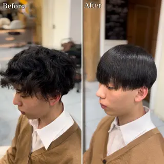 ショート パーマ メンズ 🔮メンズ縮毛矯正 毛流れパーマ💎竹永のヘアスタイル