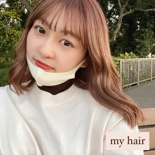 ミディアム カラー ボブヘアカット Rikapi❤️のヘアスタイル