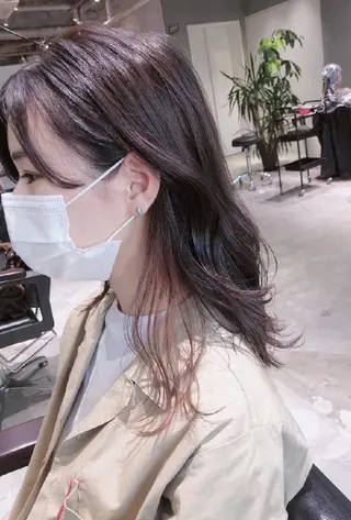 ミディアム 美髪矯正/艶カラー ボブ/栄/鐘ヶ江純也のヘアスタイル