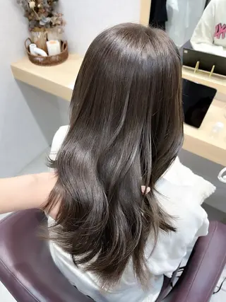 セミロング カラー 透明感カラー／韓国 レイヤーmomokaのヘアスタイル