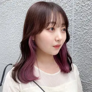 セミロング カラー 💗💗韓国レイヤー yu-ki💗💗のヘアスタイル