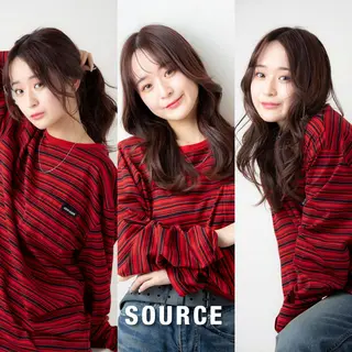 セミロング カラー ヘアアレンジ SOURCE 京橋のヘアスタイル