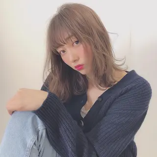 ミディアム カラー 店長/mao/ 前髪/顔周りカットのヘアスタイル