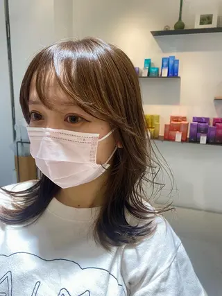 ミディアム カラー 安永 涼のヘアスタイル