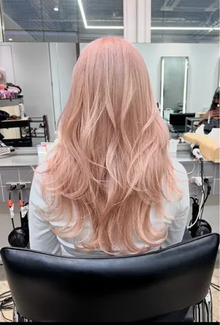 ロング るかハイトーンピンク カラー/プルエクステのヘアスタイル