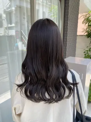セミロング カラー グレージュ/透明感/ 韓国ヘア/RISAのヘアスタイル