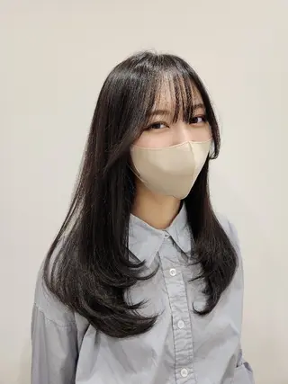セミロング Nanako。/韓国 ヘア/顔周りカットのヘアスタイル