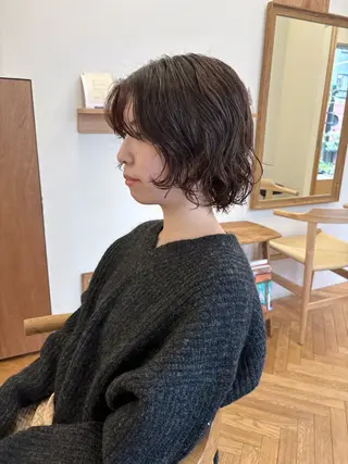 ミディアム パーマ karin🌛ボブ／ 透明感たっぷりカラーのヘアスタイル