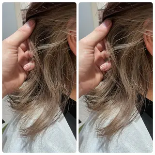 ミディアム 飯星慧斗 /ブリーチ、縮毛矯正のヘアスタイル