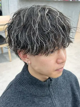 ショート カラー パーマ メンズ キッズ 栄💗レイヤーカット ｜韓国風｜haruのヘアスタイル