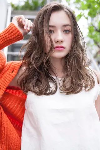 セミロング カラー パーマ 💘透明感カラー💘 沖本 将宏のヘアスタイル