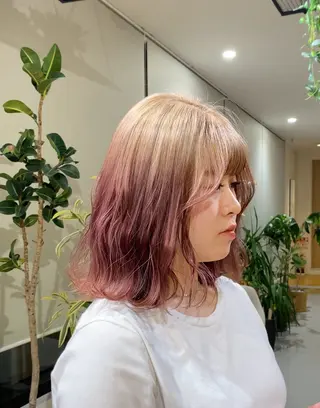 ミディアム yate'/ Wカラー/小出捷也のヘアスタイル