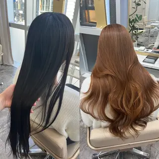 ロング 韓国ヘア レイヤーカットのヘアスタイル