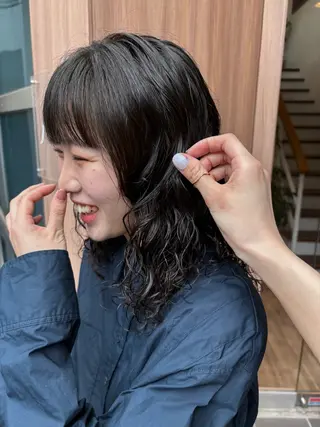 ミディアム パーマ しみず さくら🌸のヘアスタイル