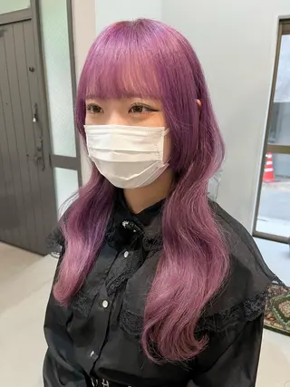 ロング カラー ブリーチなしカラー ダブルカラーエクステのヘアスタイル